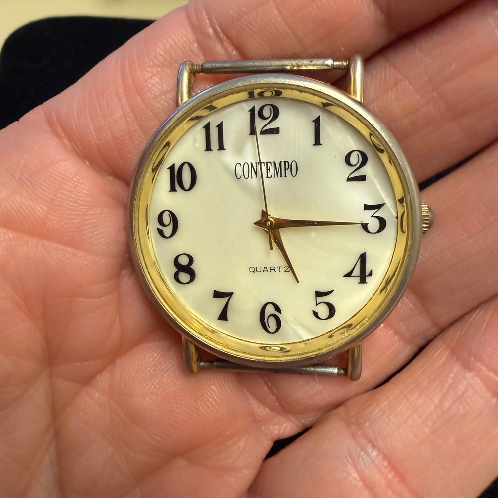 Contempo Quartz Watch Gold Tone White Dial Vintage No Band Working